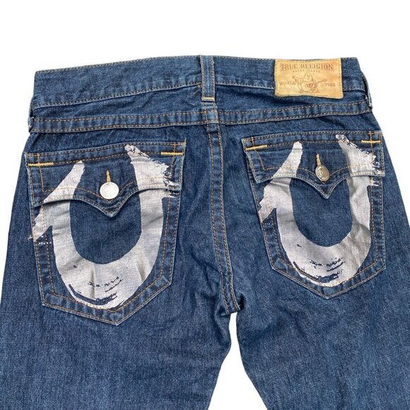 Vintage True Religion Jeans Size 34 Silver Horseshoe Blue - Picture 6 of 8